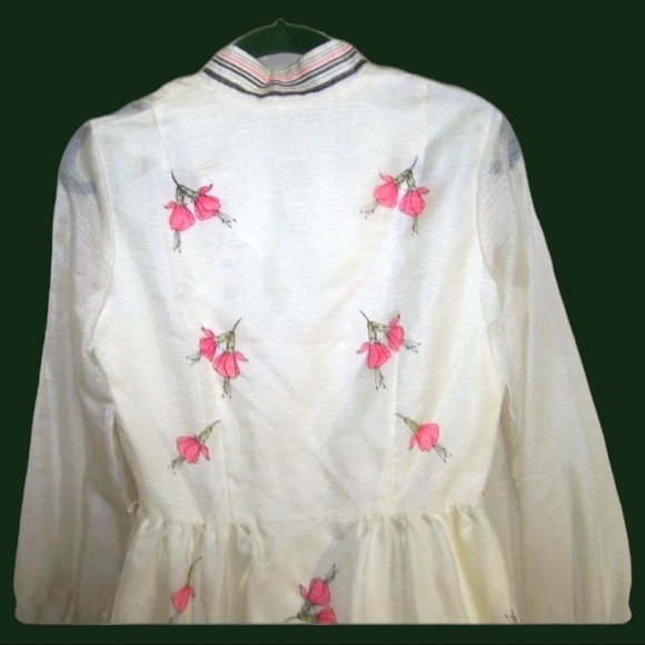 RARE Vintage 40s 50s Alfred Shaheen dress szM/L maxi grannycore silk chiffon vtg - Picture 9 of 10